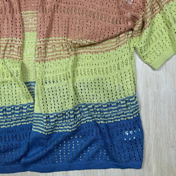 Maurices Multicolor Open Stitch Striped Long Sleeve Knit Cardigan Sweater 3X - Picture 4 of 15